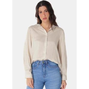Imagem de Camisa Feminina Areia Viscose com Linho Sob-Feminino