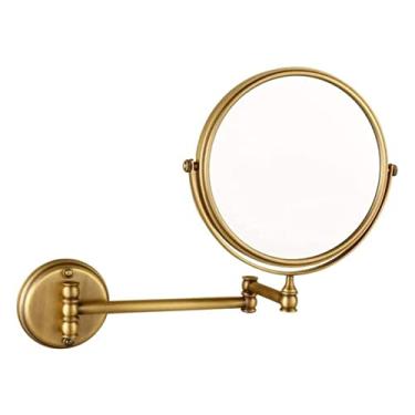 Imagem de LMJYU Espelho cosmético de banheiro para pendurar na parede bronze 20 cm espelho cosmético ampliação 3 vezes espelho de beleza dobrável