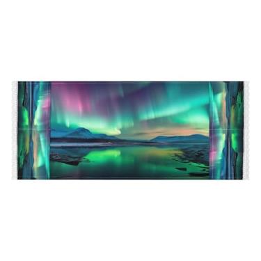 Imagem de Wassud Capas de lavadora e secadora Northern Lights, protetor de lavadora com sacos de armazenamento, capa de geladeira à prova de poeira com bolsos para lavanderia doméstica, cozinha, 120 x 55 cm