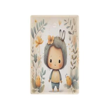 Imagem de Wassud Placa de cobertura para interruptor de luz, 1 capa de tomada em branco, placa de parede, padrão de desenho animado, decoração de casa, sala de estar, quarto, decoração