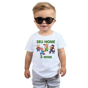 Imagem de Camiseta Lobo Mau e os Três Porquinhos Camisa Personalizada Blusa Infa
