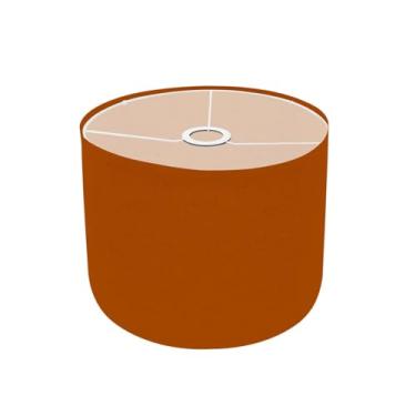 Imagem de Abajur de tambor cor lisa laranja queimado cor sólida é laranja queimado abajur médio abajur de tecido de linho de substituição para abajur de mesa de cabeceira Candeeiros de chão Aranha 28 x 28 cm x