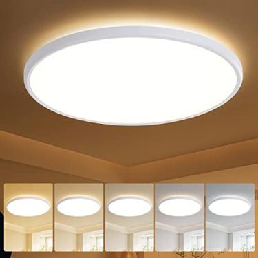 Imagem de TALOYA Luminária de teto LED de montagem embutida de 45 cm, 5 configurações de temperatura de cor, luminária montada em superfície redonda, lâmpada de teto ultrafina regulável para sala de estar