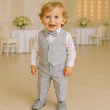 Imagem de Conjunto Terno Social Infantil Menino Calça Camisa Manga Longa E Colet
