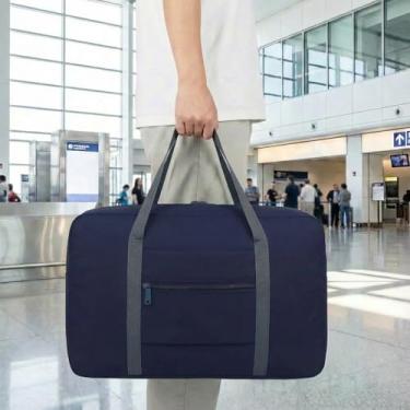 Imagem de Bolsa de viagem leve e dobrável – Mala de mão compacta para viagens noturnas, bolsa unissex para fim de semana, Azul, Esportes