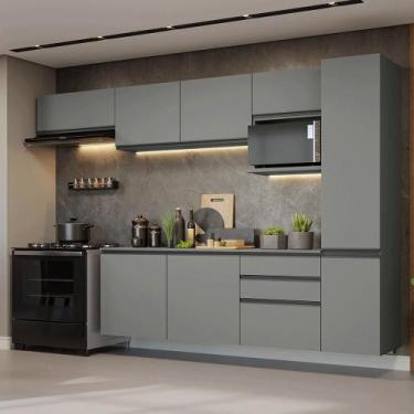 Imagem de Armário de Cozinha Completa 300cm Suspensa Cinza Nice Madesa 10, Cinza
