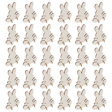 Imagem de aqxreight 90 Peças Recortes de Coelho de Madeira Coelho Chip de Madeira Inacabado Artesanato Faça você Mesmo Decoração de Casa Ornamento 3D Criativo Os Chips Suaves Graffiti Em Branco é Fazer Dando de