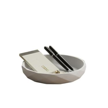 Imagem de Bandeja Organizadora Moderna Porta Objetos, Chaves, Joias e Acessórios para Mesa de Escritório e Casa(Branco,17 CM)