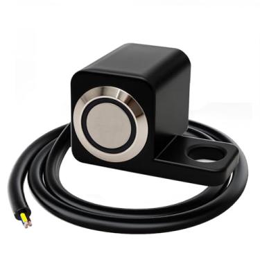 Imagem de Gebildet Interruptor de botão Momentary Blue LED 12-24V/5A para motocicleta ATV IP67 à prova d'água para farol de perigo de freio e neblina (esquerda G)