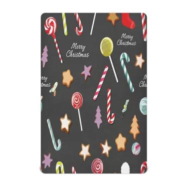 Imagem de Qilmy Lençóis de berço de bebê Christmas Elements, macio, respirável e elástico, lençol com elástico para meninos e meninas, miniberço, 99 cm x 68,5 cm, capa de colchão infantil portátil