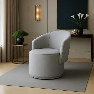 Imagem de Poltrona Decorativa Orgânica Fixa Para Sala Malu Sintético M11 - D'rossi Cinza