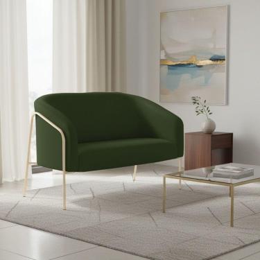 Imagem de Sofá 2 Lugares Namoradeira Stella Base Industrial Alta Champanhe Sintético Pu D03 - D'rossi Verde