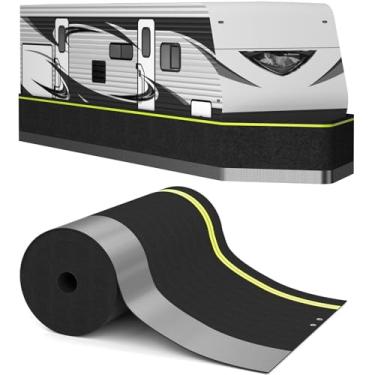 Imagem de Kits de rodapé de trailer para inverno - Saia de trailer isolada resistente para trailer de viagem, 5ª roda e motorhome, impermeável para todos os climas, à prova de vento, clima frio e capa de