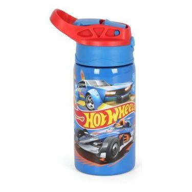 Imagem de Garrafa Infantil Meninos Hot Wheels Aço Inox 500ml C/ Alça - Luxcel
