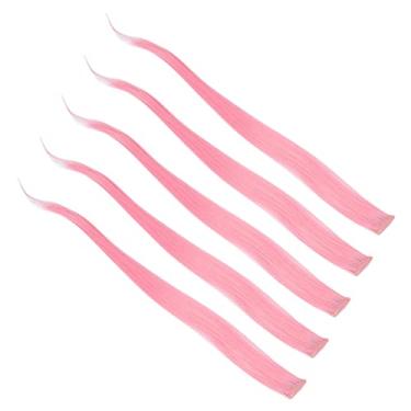 Imagem de Generic Clipe de Extensões de Cabelo Reto Colorido Conveniente para Festa/cosplay Clipe de Peruca de Comprimento Longo para Mulheres, 5 Peças 21,65 ", Cabelo Sintético de Alta Temperatura (Rosa claro)
