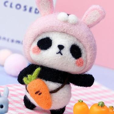 Imagem de Generic Kit para Iniciantes Em Feltro Com Agulha, Pingente Em Formato de Panda, Acabamento Fino, Material de Feltro de lã 100g, Ideal para Interação entre Pais e Filhos (Coelho pequeno)