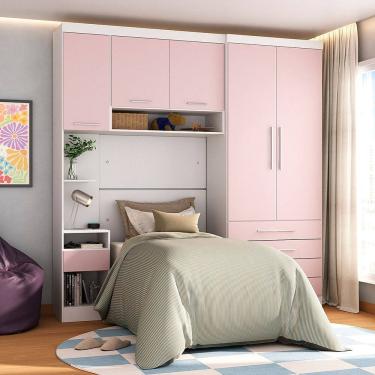 Imagem de Quarto Modulado Solteiro com Guarda-roupas Maleiro e Cabeceira Alpes Master Luciane Moveis