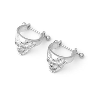 Imagem de Niaspi Anéis de mamilo vintage de aço inoxidável de caveira para mulheres e homens, mamilos de cabeça de esqueleto, piercing de mamilo, brinco de cartilagem para joias góticas holloween, 18G, Aço