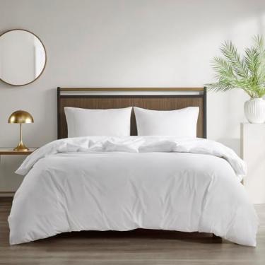 Imagem de Sleep Philosophy Capa de edredom Queen Size impermeável para todas as estações, 3M Scotchgard protetor de edredom com tratamento absorvente de umidade com aba de zíper branco