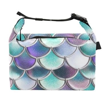 Imagem de TSENQUE Lancheira colorida com tons turquesa para mulheres, lancheira portátil, lancheira para trabalho, linda bolsa térmica para trabalho