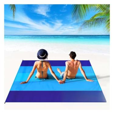 Imagem de Cobertor de praia impermeável à prova de areia tapete de praia 200,7 cm x 208,3 cm para 1-8 adultos tapete de piquenique ao ar livre de secagem rápida acessórios de praia para viagem, acampamento
