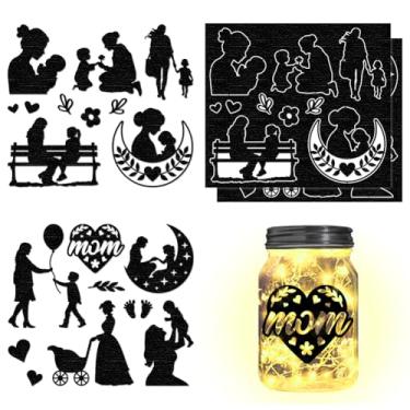 Imagem de 4 peças de papel silhueta, padrão de palavras de coração humano, decalques de recortes de PVC à prova d'água, decoração de iluminação autoadesiva para telefones celulares, scrapbooks, paredes, mesas