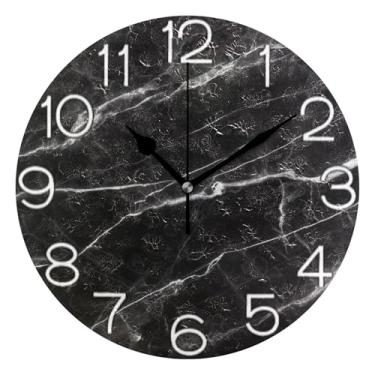 Imagem de GAIGEO Relógio de parede analógico decorativo relógio de cozinha bonito operado por bateria silencioso, decoração de parede de casa de fazenda moderna chique minimalista preto, 25 cm, ponteiros