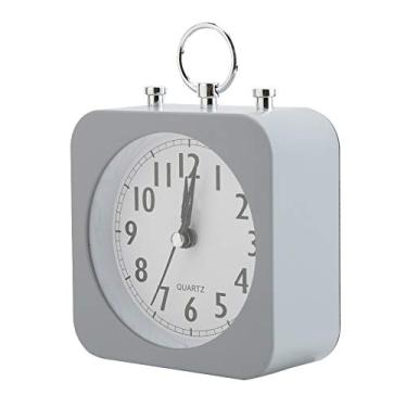 Imagem de GLOGLOW Relógio Despertador Silencioso Vintage, Campainha Com Toque Alto, Plástico, Cinza, 3,94 Polegadas, Alimentado por Bateria, para Decoração Diária de Quarto e Escritório