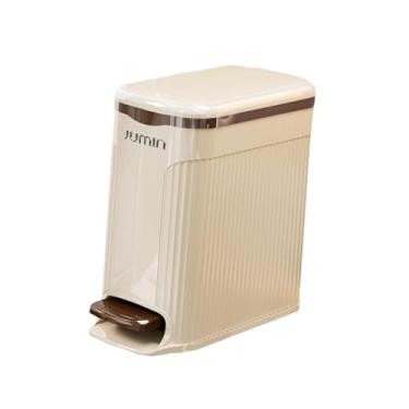 Imagem de IEUDNS Lixeira 2 em 1 com Pedal, Moderna, com Tampa e Luz, Ideal para Cozinha, Banheiro e Casa, Branco