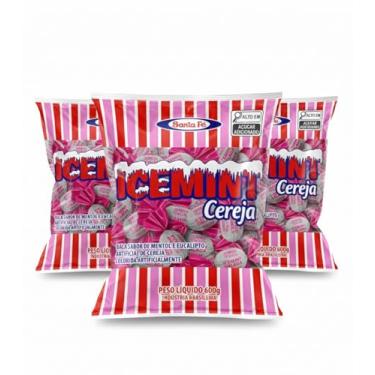 Imagem de Bala ICEMINT Cereja Santa Fé, 600g, Kit 3 Pacotes