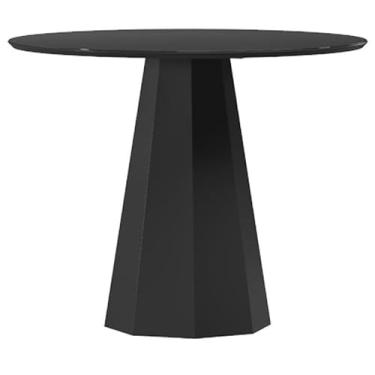 Imagem de Mesa De Jantar Para 4 Lugares 1,20m Tampo Redondo Com Vidro Isis Preto New Ceval