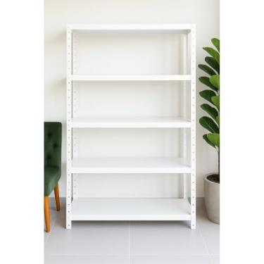 Imagem de Prateleira Industrial em Aço Reforçado – 3, 5 ou 6 Bandejas | Alta Capacidade (180kg)(Branca 5 Bandejas)