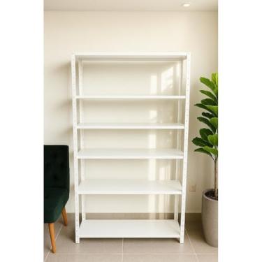 Imagem de Prateleira Industrial em Aço Reforçado – 3, 5 ou 6 Bandejas | Alta Capacidade (180kg)(Branca 6 Bandejas)