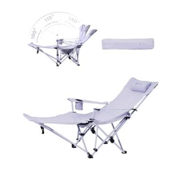 Imagem de MOBI GARDEN Cadeira de acampamento reclinável com apoio para os pés, cadeira dobrável ajustável de 4 posições para adultos, apoio para os pés portátil e destacável – preto/areia