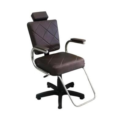 Imagem de Cadeira para Salão de Beleza e Barbearia Modelo Matelassê com Pistão a Gás e Base Estrela – Suporta até 130kg (MARROM)