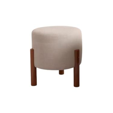 Imagem de Kit 2 Puffs Apollo de Luxo Linho Decorativo Sala Escritório Suporta 150Kg Puff Sala， Quarto，Pufe，Redondo(1 Puf Bege)