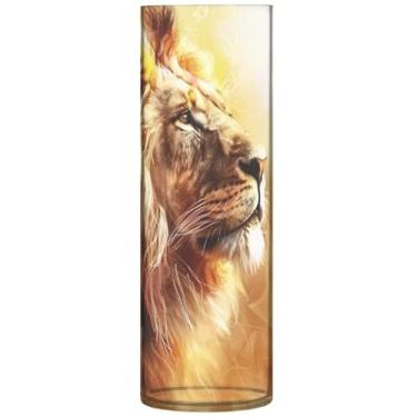 Imagem de Vaso cilíndrico de animal com pintura de leão, vaso de flores, personalizado, fofo, alto, plástico, floral, moderno, decorações, 30 x 9,9 cm