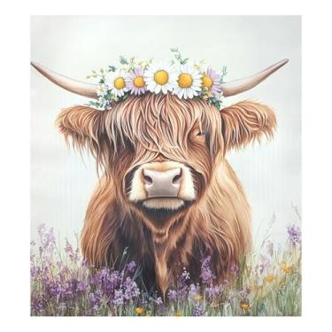 Imagem de CEBUGI Highland Cow capa magnética de lava-louças decorativa para lava-louças 58 x 66 cm decalque de painel de geladeira para decoração de cozinha doméstica