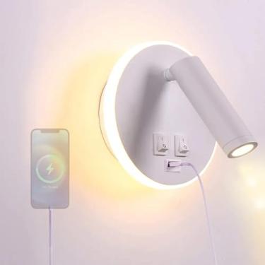 Imagem de Lâmpadas de parede LED com carregamento USB Lâmpada de leitura Lâmpada de parede moderna de alumínio com interruptor 330° Iluminação de parede giratória interna para sala de estar quarto hotéis mesa
