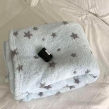 Imagem de Cobertor de lã polar, cobertor aconchegante de dupla face para outono e inverno, cobertor de sofá com vários tamanhos e padrões para todas as idades (estrela azul, 203 x 231 cm)