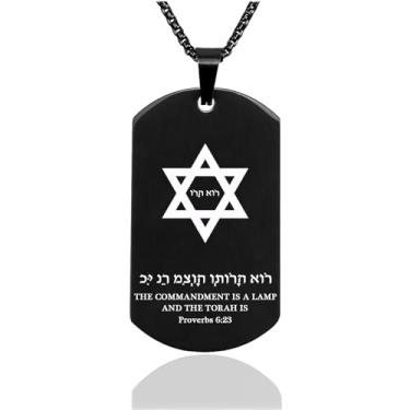Imagem de DOMYUHAO Colar de árvore da vida com a estrela de Davi gravada para mulheres e homens - pingente de vida hebraica versículo religioso da Bíblia - lembrança de Jerusalém judaica, presente de Sião, One