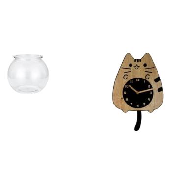 Imagem de Whtkoph Aquário Pequeno E Transparente, Ornamento DIY, Tigela, Vaso, Mesa, Quarto, Escrivaninha, Sala de Estar, Decoração para Casa, Relógio de Parede de Gato