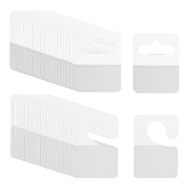 Imagem de PATIKIL Abas para pendurar 1,4 x 2 / 1,4 x 1,8 polegadas, 120 peças de etiquetas transparentes para pendurar abas autoadesivas para pendurar etiquetas de orifício para lojas de varejo, lojas
