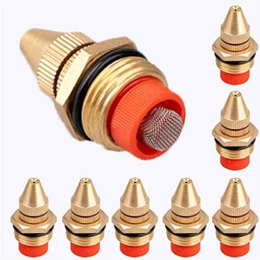 Imagem de Pacote com 10 bocais de nebulização de latão ajustáveis, borrifador de água de névoa, bicos de neblina, pontas de pulverização de jato atomizante 1/2BSPF para sistema de refrigeração, estufa