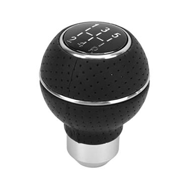 Imagem de Cryfokt Botão de Mudança de Alto Desempenho de 5 Velocidades M8 M10 M11 M12 para Transmissão Manual do Carro, Cabeça de Câmbio Com Número Claro, Liga de Alumínio e Material de Couro (Branco)