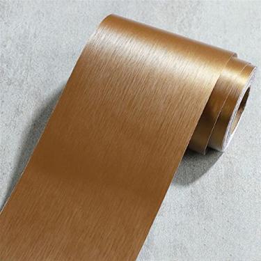 Imagem de GQQGSHOP Borda de papel de parede autoadesiva de 3 m, tira de borda de parede, decoração de borda de parede, painéis de parede de superfície semelhante a metal, moldura de porta de borda de teto