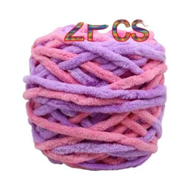 Imagem de Fio De Poliéster Macio E Grosso (2 Peças) Para Tricô Manual, Crochê, C