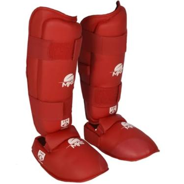 Imagem de Caneleira Karate com Protetor de Pé MKS Competition Homologada CBK Vermelho (GG)