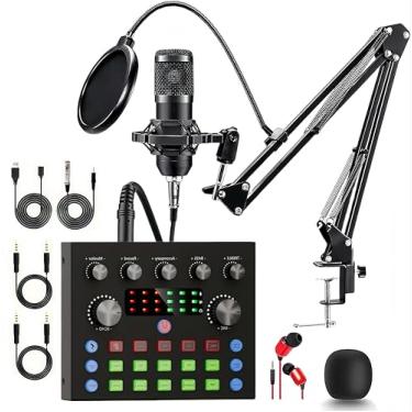 Imagem de LINHUNCAT BM-800 Pacote de equipamento de podcast, kit de microfone de troca de voz com suporte, pacote de estúdio de gravação profissional para transmissão ao vivo