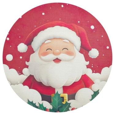 Imagem de xigua Jogo americano redondo de Natal Papai Noel, conjunto de 4, tapete de mesa redondo antiderrapante resistente ao calor, tapetes de mesa de 48 cm para decoração de cozinha, jantar e festa